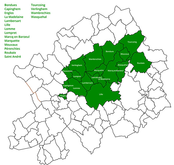 Carte des prestations de conduite et d'accompagnement autour de Marquette-lez-Lille